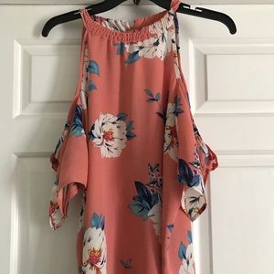 Lily White pink cold shoulder top